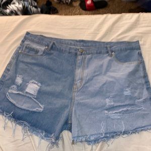 Two tone denim shorts shein